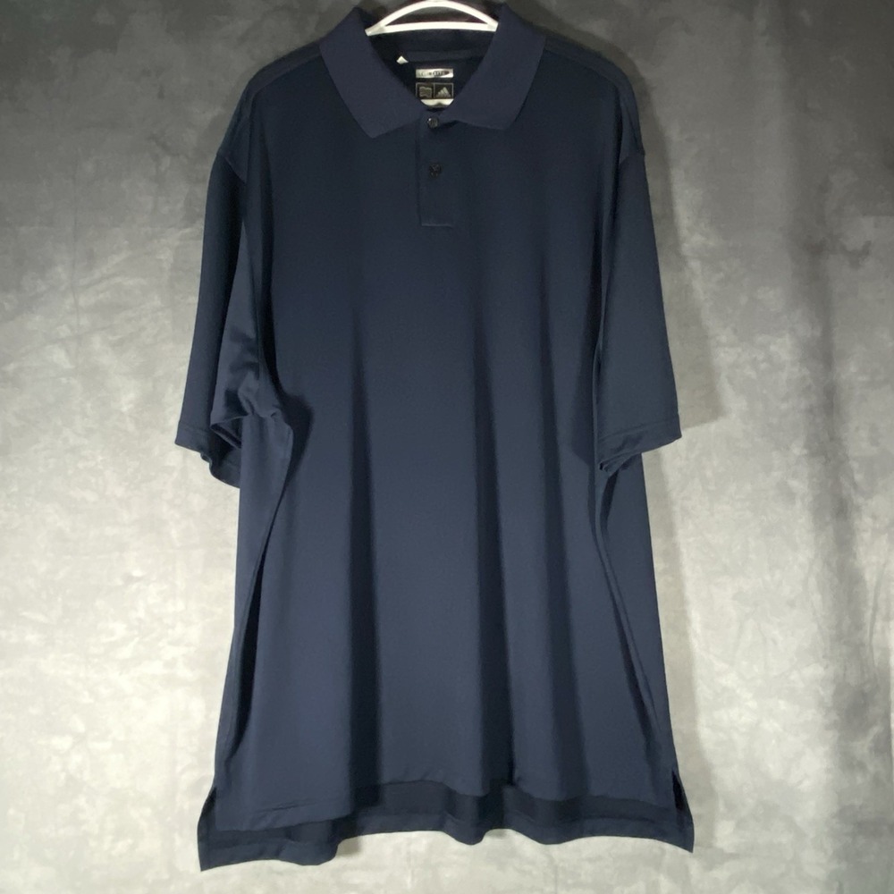 Adidas ClimaLite 2XL Blue Golf Polo Shirt‎ Short Sleeve Performance Embroidered